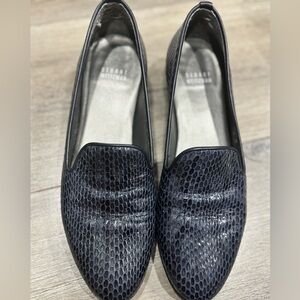 Stuart Weitzman Navy Textured Loafers